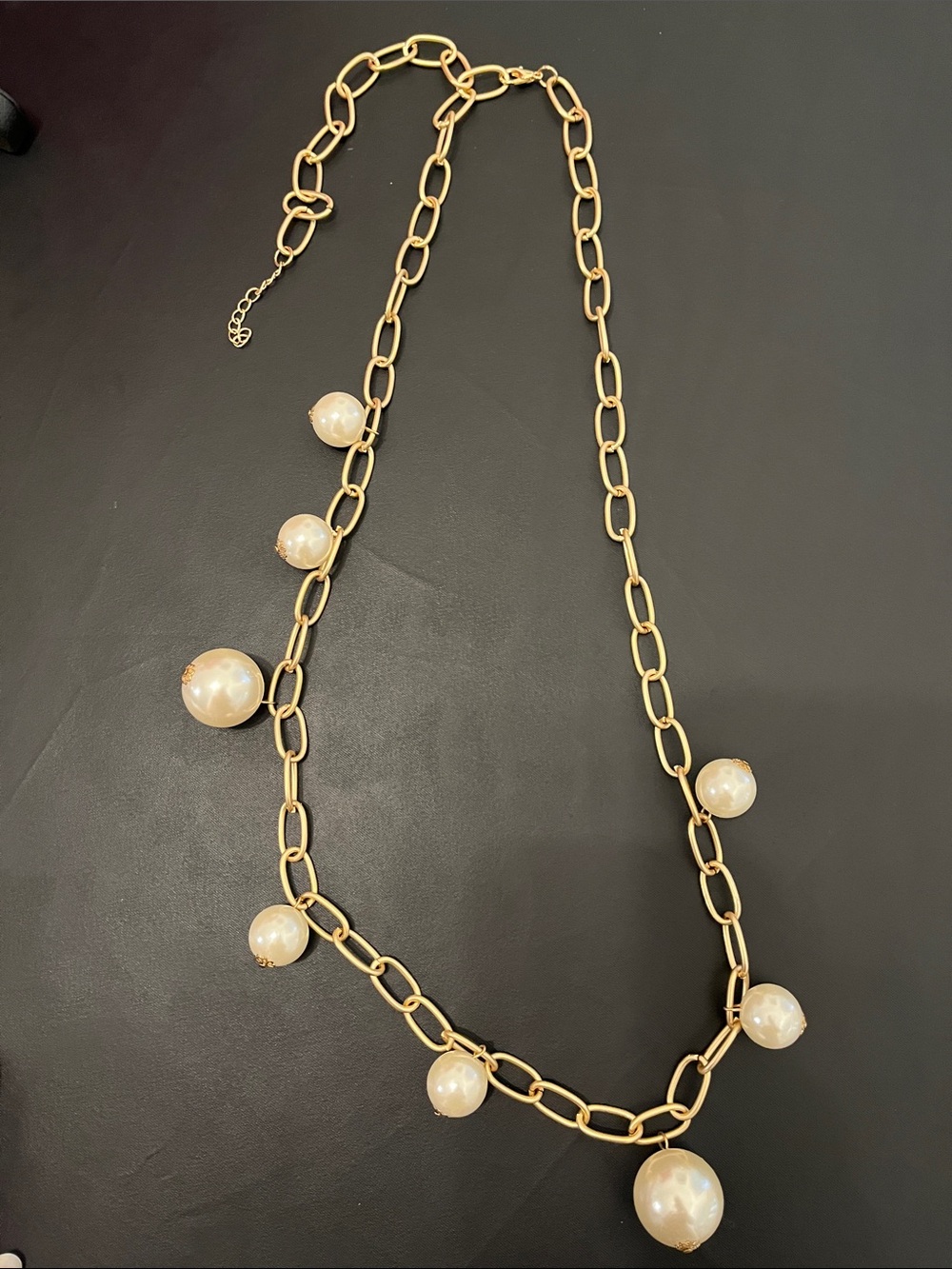 NWOT Gold Chain Necklace with Ivory Pearl Drops